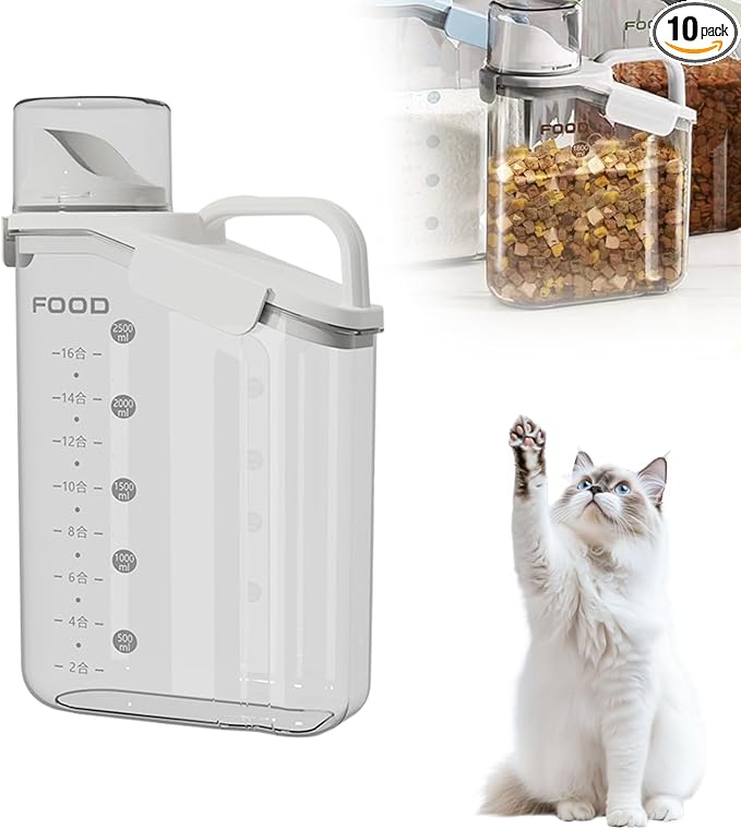 Clear Airtight Food Storage Containers, Transparent Cereal Dry Food Storage with Pouring Spout, for Flour, Sugar and Cereal (95oz white)