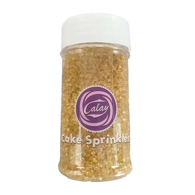 Sentovac Gold Sanding Sugar for Baking Edible Sparkling Sugar Sprinkles Coarse Sugar Crystals for Baking Topping Cake Cookie Cupcake Topper Ice Cream Decoration Supplies 3.2 OZ