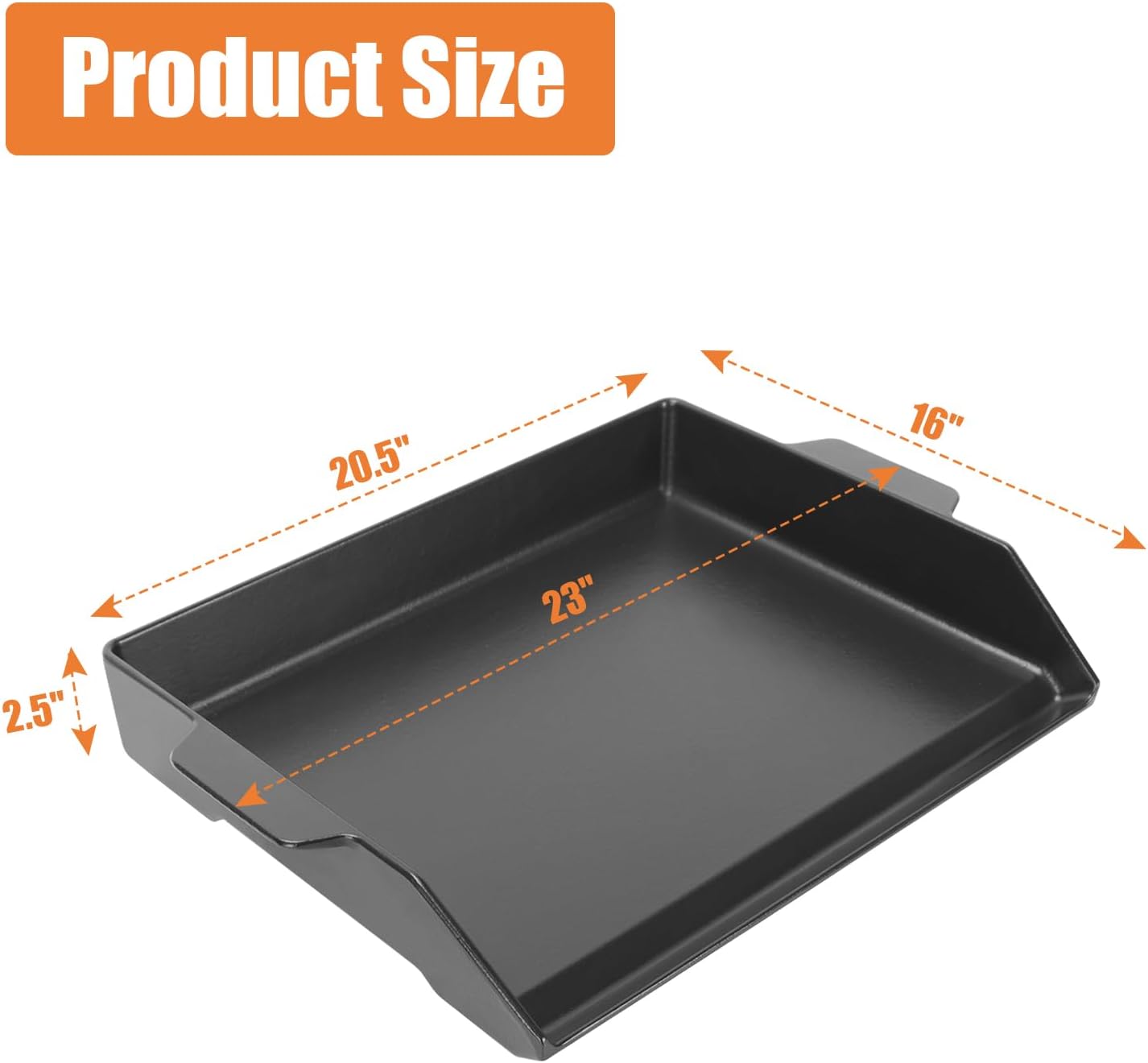 Universal Cast Iron Cooking Griddle Insert,Pre-Seasoned Nonstick Coating Griddle Pan for Gas Grill,BBQ Flat Top Grill Plate with High Sidewalls for All Grills and 4 Burner Range Oven,23" x 16"