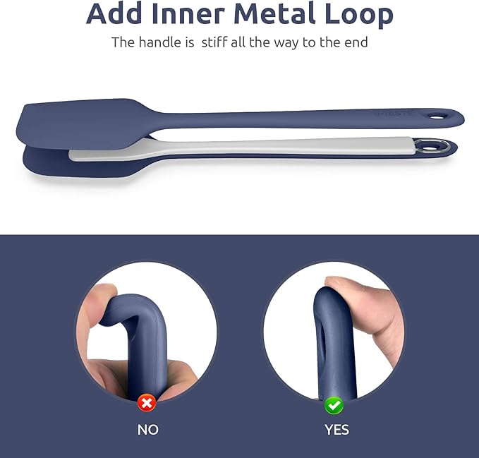 14in Extra Large Silicone Spatula: U-Taste 600ºF Heat Resistant Flexible Silicon Mixing Stirring Cooking Scraping Baking Bowl Scraper Seamless Spreader for Kitchen Nonstick Cookware (Midnight Blue)