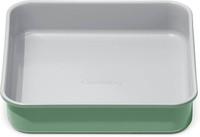 Caraway Non-Stick Ceramic 9” Square Pan - Naturally Slick Ceramic Coating - Non-Toxic, PTFE & PFOA Free - Perfect for Brownies, Lemon Bars, Cakes, & More - Sage