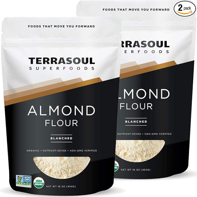 Terrasoul Superfoods Organic Almond Flour, 2 Lbs (Pack of 2) - Fine Texture | Grain-Free | Gluten-Free | Perfect for Keto Baking