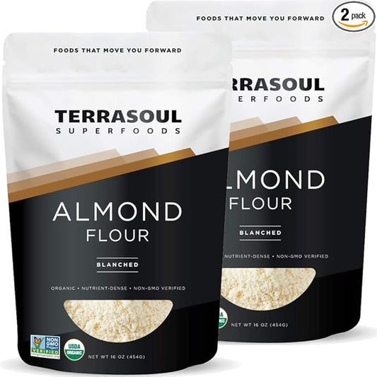Terrasoul Superfoods Organic Almond Flour, 2 Lbs (Pack of 2) - Fine Texture | Grain-Free | Gluten-Free | Perfect for Keto Baking