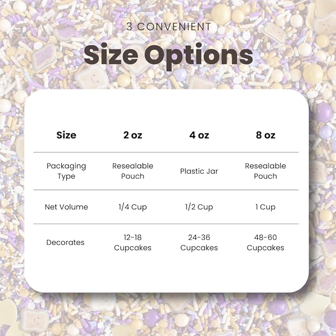 Sprinkle Pop PB&J Sprinkle Mix| lavender Purple Gold Cream Chocolate Sprinkles with ~10 Peanut Butter & Grape Jelly Slice Wafer Papers| Sprinkles Made in USA for Decorating Cake Cupcakes Cookies, 2oz