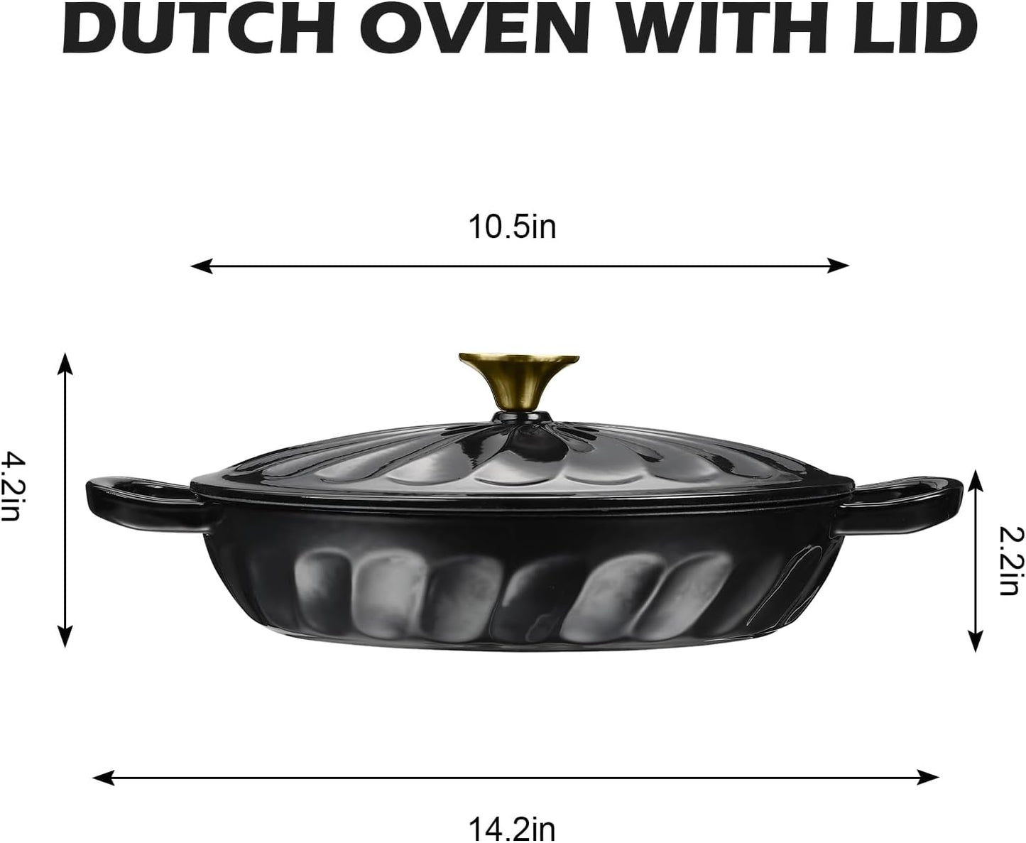 Enameled Cast Iron Braiser, 3.8 Quart Enamel Dutch Oven with Handles, Cast Iron Braiser Pan with Lid,Enameled Cookware (Black)