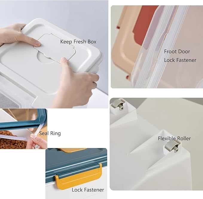 Airtight Flour Storage Container Bin 50lbs (2 Pack) - BPA Free Rice & Food Dispenser with Locking Lid, Measuring Cup & Scoop - Kitchen Pantry Organizer for Cereal, Grain, Pet Food (Grey)