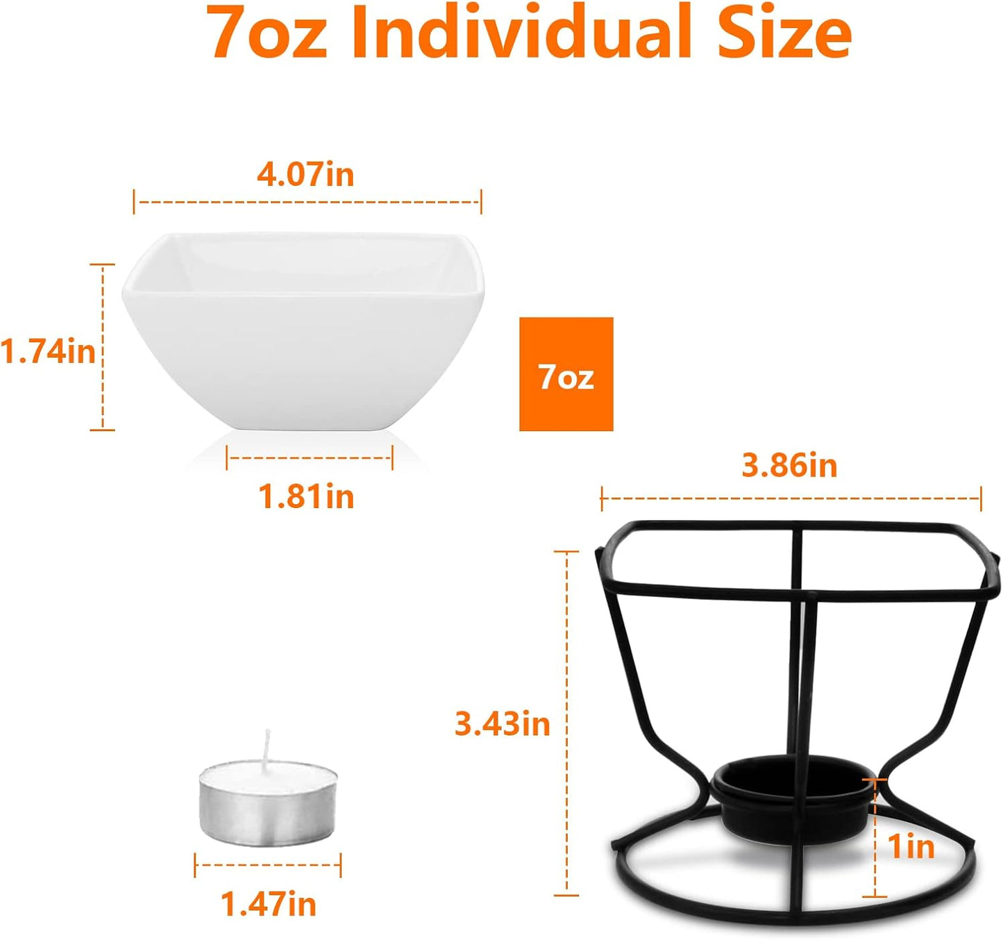 Luvan 7oz Butter Warmers for Seafood with 20 Tealight,4Pcs Ceramic Butter Warmers Set for Chocolate Butter Cheese,Ceramic Bowl Oven Microware Dishwasher Safe,Perfect for family dip Fruit,Dessert,Snack