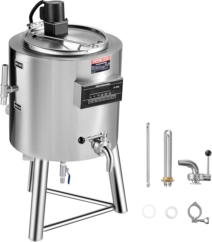 VEVOR Milk Pasteurizer 50L, Commercial Milk Pasteurization Machine, Food Grade 304 Stainless Steel, Professional Pasteurization with Time and Temperature Control, for Milk Juice Yogurt Sterilization
