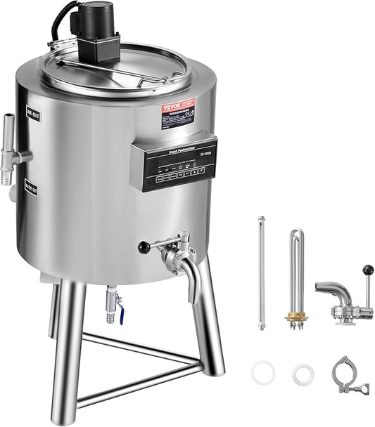 VEVOR Milk Pasteurizer 50L, Commercial Milk Pasteurization Machine, Food Grade 304 Stainless Steel, Professional Pasteurization with Time and Temperature Control, for Milk Juice Yogurt Sterilization