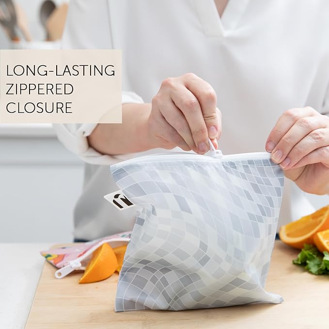 Roamio Reusable Sandwich and Snack Bags, for Kids School Lunch and for Adults Portion, Washable Fabric, Waterproof Cloth Zip Bag, Travel Pouch, Food-Safe Storage, 4-pack Set Cowgirl Boots and Disco