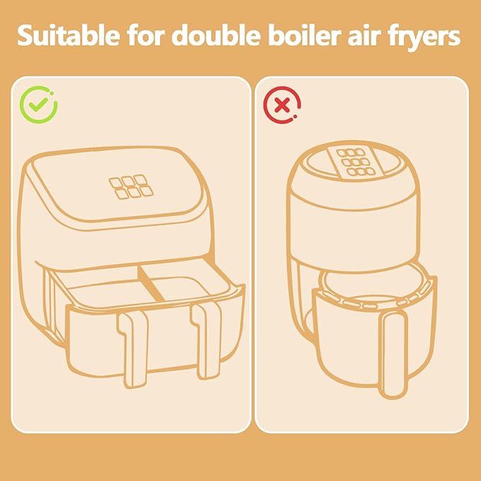 150 Pack 8.6x5.5" Air Fryer Liners, Parchment Paper Sheets For Ninja DZ201/DZ401 Dual Basket, Non-Stick, Disposable, Unbleached, Heat Resistant, Fits 3-6 QT Air Fryers, Oil-Free & Healthy Cooking.