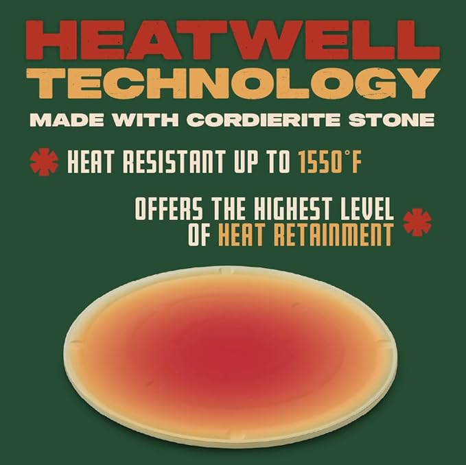 Concord Pizza Stone (2 Pack) with Cordierite Heatwell Technology. Pizza and Bread Baking, Grilling Stone. Durable and Safe (15" Round)