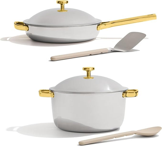Our Place Titanium Pro Cookware Duo – Always Pan & Perfect Pot with Nonstick No-Coating Technology | Tri-Ply Titanium & Stainless Steel | Safe for Oven, Induction & All Cooktops up to 750°F | Gold
