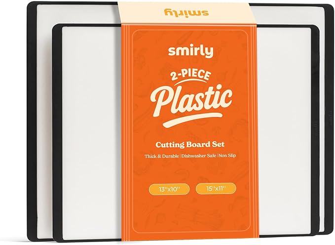 SMIRLY Plastic Cutting Board Set, Dishwasher Safe Plastic Cutting Boards Set for Kitchen, Cutting Boards for Kitchen - Plastic Chopping Board Set