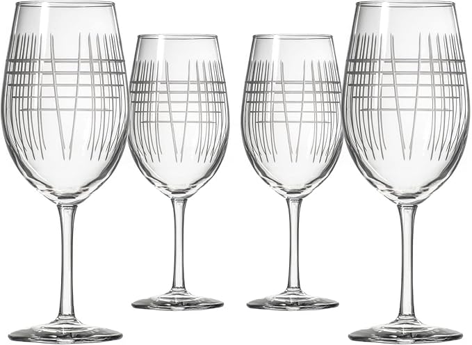 Rolf Glass Matchstick All Purpose Wine Glass 18 Ounce - Set of 4 Large Wine Glasses - Lead-Free Glass - Engraved Large Wine Glasses - Proudly Made in the USA