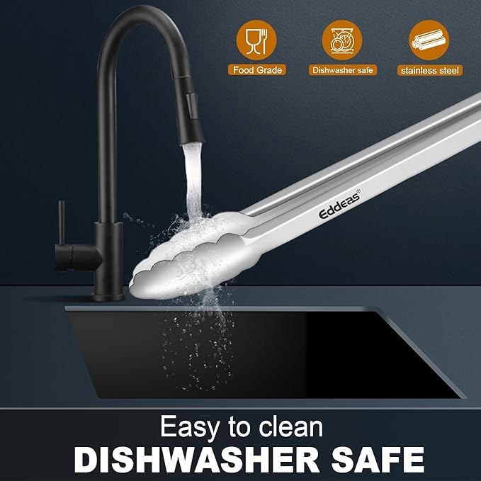 Tongs For Cooking - All Metal Heat Resistant 600 Degrees Kitchen Tongs, Stainless Steel Locking Tongs, For Food,Salad, BBQ, Grill, Dishwasher, Set of 3-7",9" & 12 inch