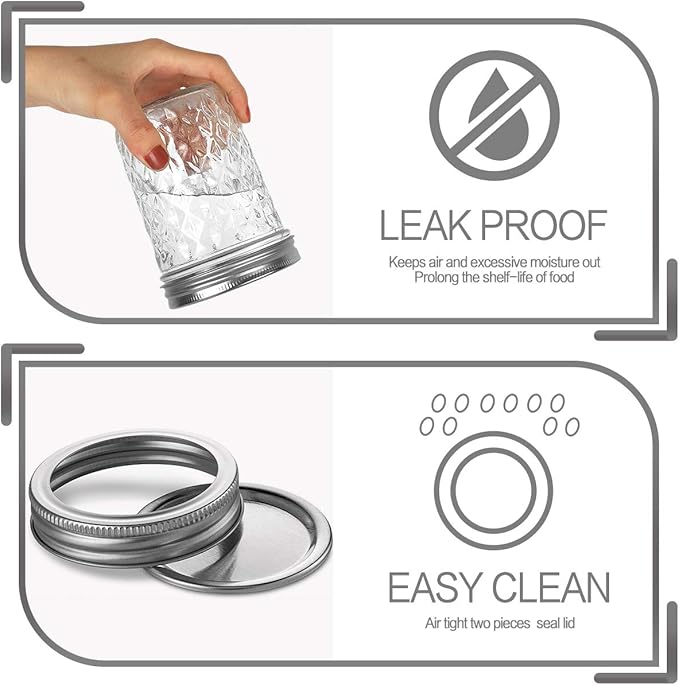 VERONES Wide Mouth Mason Jars 16oz, 9 Pack 16 oz Wide Mouth Mason Jars with Lids and Bands, Ideal for Jam, Honey, Wedding Favors, Shower Favors