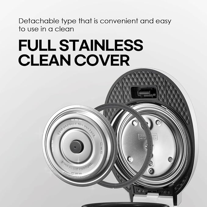 CRT-RPK0640IUS 6 CUP (1.2 quarts): 6 person serving | Expertly Crafted for Multi Grain Cooking |2.1 Ultra High-Pressure Induction Heating IH Rice Cooker | Full Stainless Power Lock System | Auto Steam Clean | Voice Guide | Made in Korea