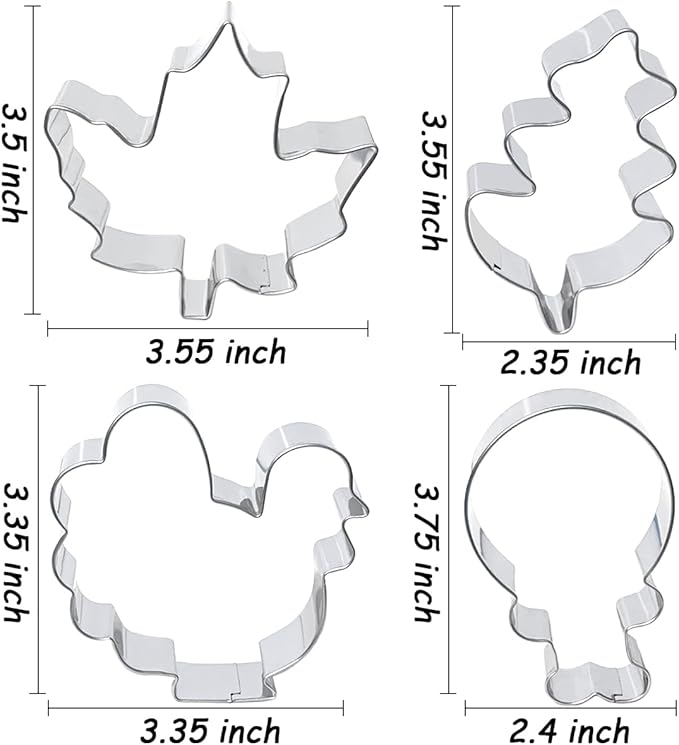 Thanksgiving Cookie Cutters 7PCS, Large Pumpkin Turkey Pine Cones Maple Leaf Squirrel Fall Cookie Cutters Shapes, Sturdy Metal Fondant Biscuit Cutters for Home Holiday Baking with Family