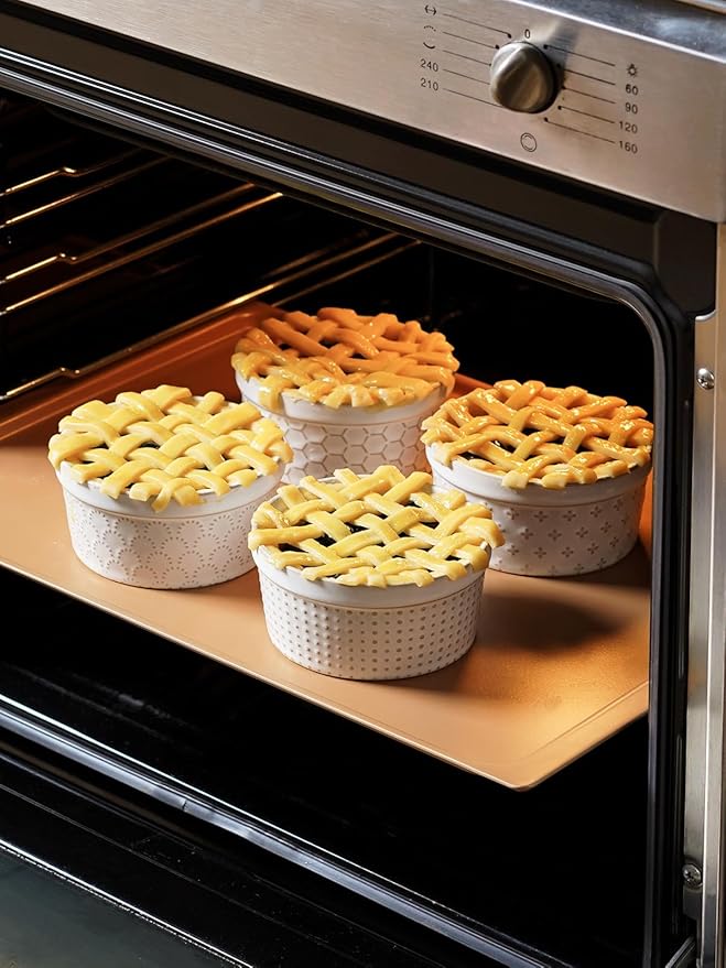 LE TAUCI Ramekins 8 oz, Ramiken for Creme Brulee, Lava Cake, Pudding, Souffle, Pot Pie, Ceramic Baking Dishes, Oven Safe - 4.3 inch, Set of 4, Arctic White