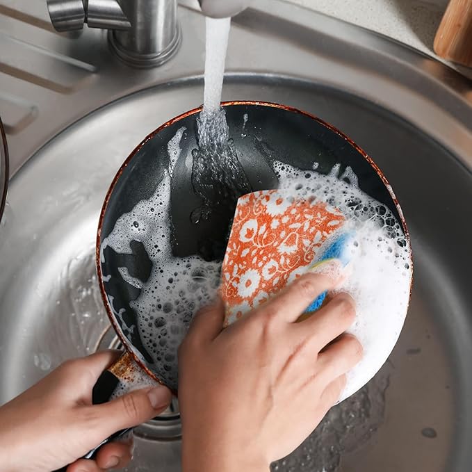 SCRUBIT Non-Scratch Cellulose Scrub Sponge - Soft and Easy Grip - Kitchen Sponges for Cleaning - 16-Pack Dual Sided Scrubby Sponges for Pots, Pans, Kitchen, and More