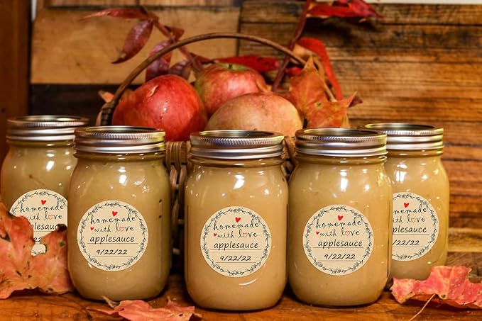 2" Homemade With Love Stickers, Kraft Jam and Jelly Jar Canning Labels With 2 Lines for Writing, Mason Jar Labels for Bottles, 500 per Roll