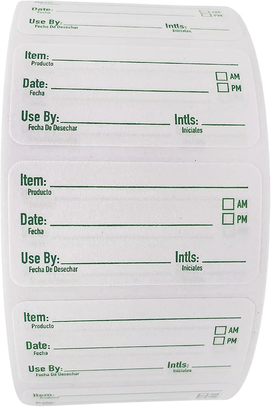 2x1 Dissolvable Food Labels, 1000 Label Stickers, Bottle Labels for Storage Bins, Sticker Labels for Food containers (1000, Green)