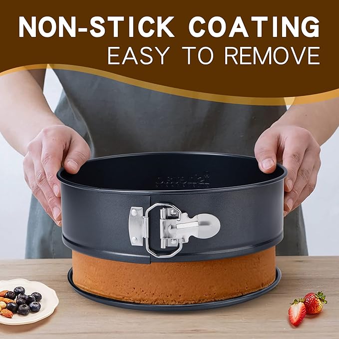 Springform Pan Set of 4, 4/7/9/10inch Cake Pan, Non-Stick Leak-Proof with Removable Bottom, Cheesecake Pan for Baking, Black