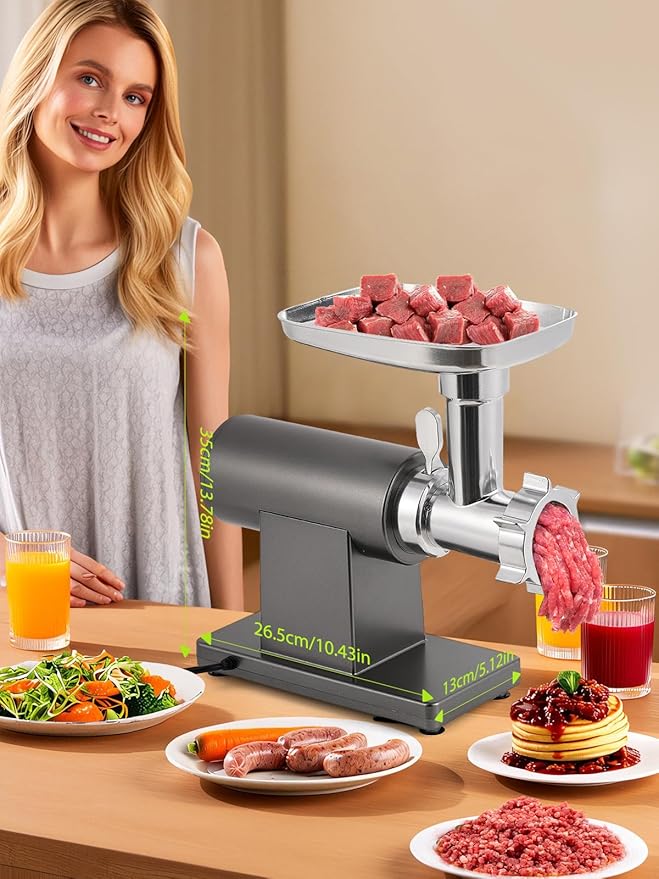 Electric Meat Grinder 3200W Multifunctional Meat Grinders Chopper Machine with Cutting Blade 3 Grinding Plates 3 Sausage Stuffers Kubbe Kit Juicer Cheese Grater Veggie Shredder Slicer