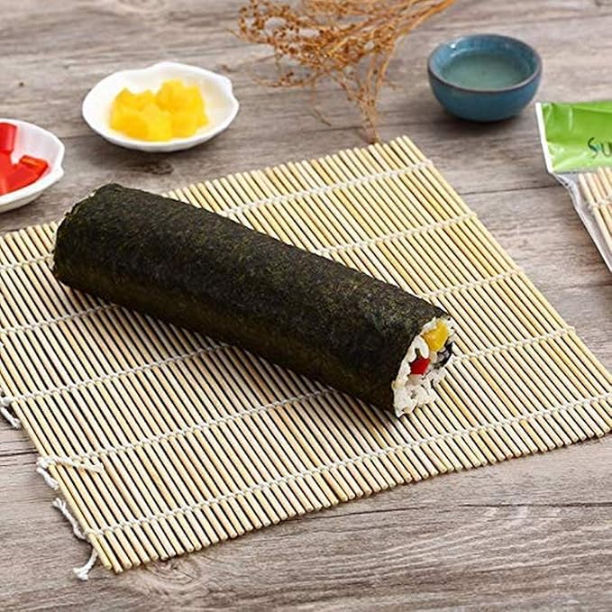 JapanBargain, 2 Pack Large Sushi Roll Bamboo Mats, 10.5" Square Natural Bamboo Sushi Rolling Mats for Making Sushi Rolls, Eco-Friendly, Reusable, Easy to Clean