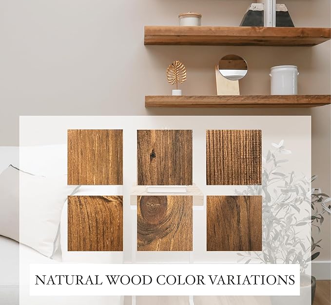 Modern Floating Shelves 3 Inches Thick for Wall, Wide Shelves for Kitchen, Living Room, Bedroom, and Bathroom, Natural Pine Wood, Rustic Wooden Shelf, (Set of 2) (Provincial, 36Lx3Hx8D)