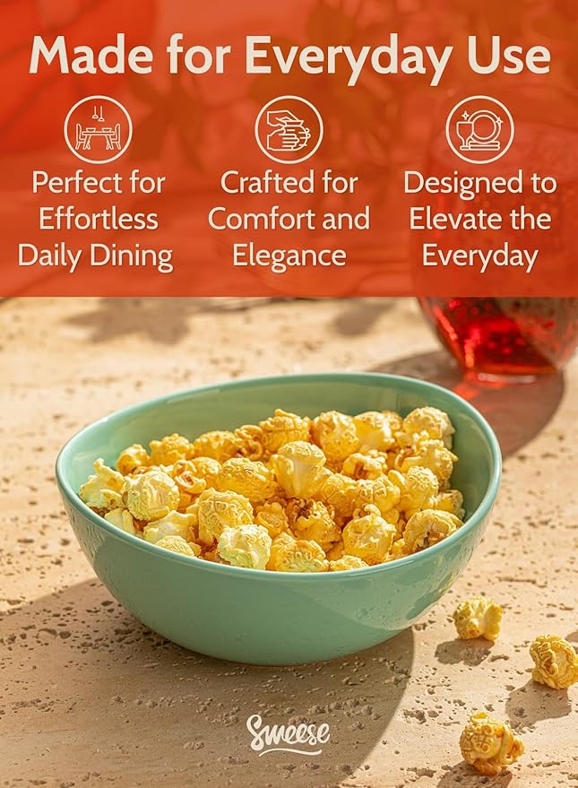 Sweese 6 Inch Porcelain 18 oz Bowls Set of 6, for Soup | Cereal | Fruits | Rice - Microwave, Dishwasher, and Oven Safe - Cool Assorted Color