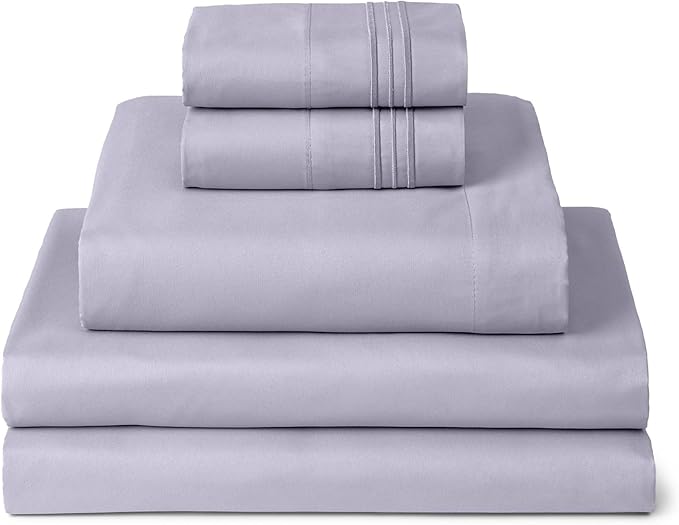 Mellanni Split King Sheets Set - 5 PC Iconic Collection Bedding - Hotel Luxury, Extra Soft, Cooling Bed Sheets - Wrinkle, Fade, Stain Resistant (Split King, Lavender)