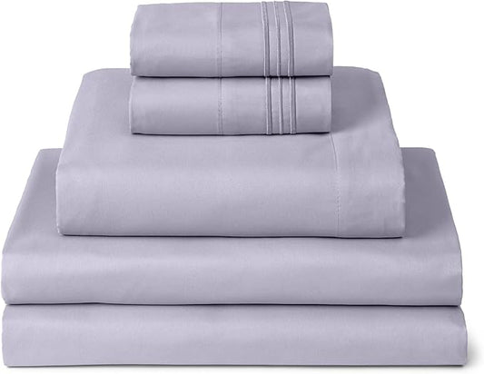 Mellanni Split King Sheets Set - 5 PC Iconic Collection Bedding - Hotel Luxury, Extra Soft, Cooling Bed Sheets - Wrinkle, Fade, Stain Resistant (Split King, Lavender)
