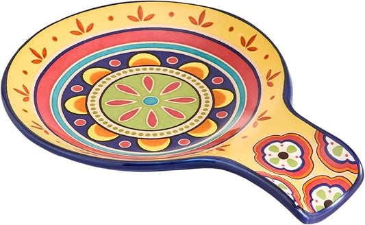 Bico Tunisian Spoon Rest for Stove Top, Ceramic Spoon Holder for Kitchen Counter, Easy to Clean Coffee Spoon Rest Dishwasher Safe, Kitchen Cooking Utensil Rest for Ladles Spatula