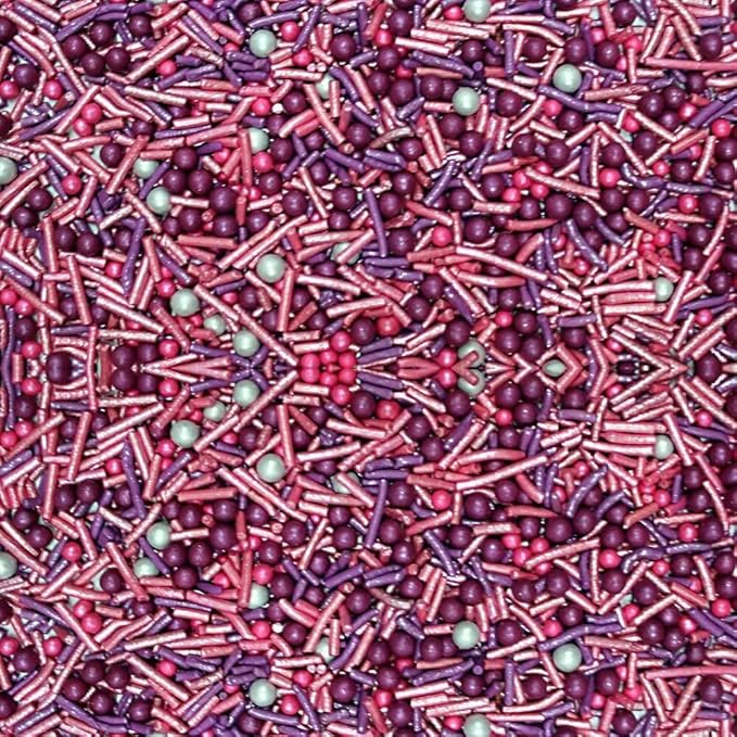Confect Cake Decorating Sprinkles Mix – Pink & Purple Jimmies with Pearl Sugar Balls – Edible Cupcake & Cookie Topping for Baking, Party & Holiday Treats | Vegan, Gluten-Free, Soy-Free, Dairy-Free, Palm Oil-Free- 4.2 Oz