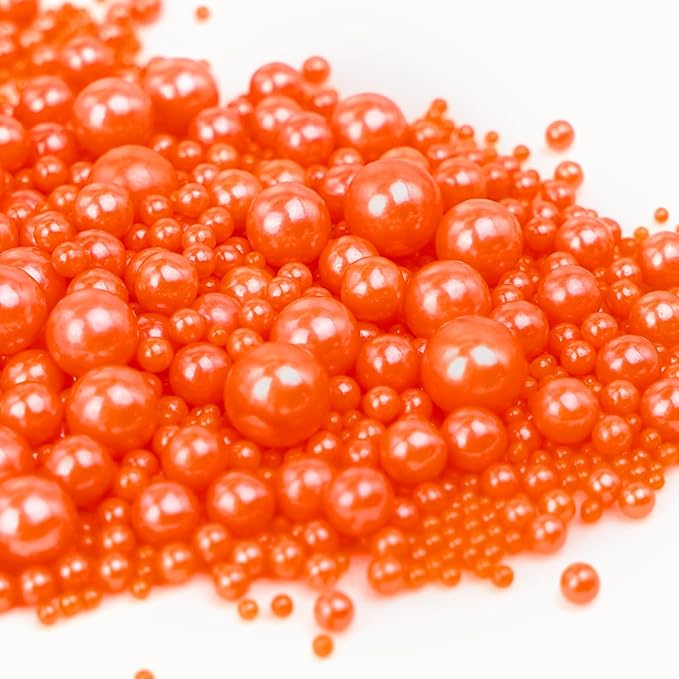 Edible Orange Pearl Sprinkles, Sugar Candy, 130g/4.58oz, Edible Orange Pearls Sprinkles for Cupcake Decorating, Cupcake Toppers, Cake Decorations