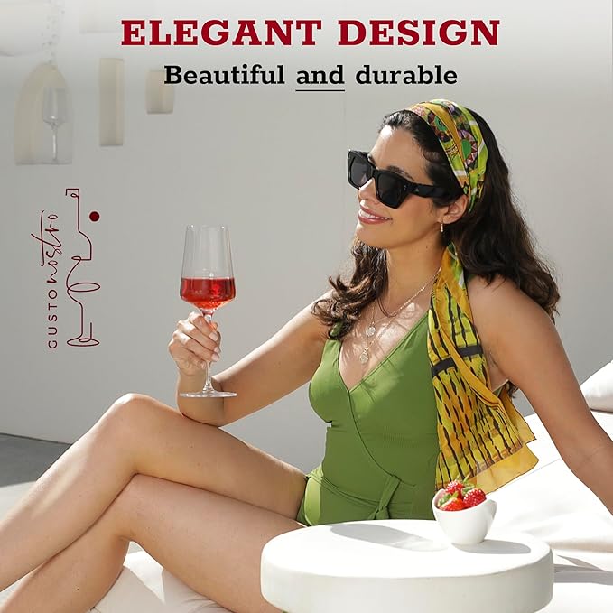 Gusto Nostro Crystal Wine Glasses Set of 2, 13.5 Oz Long Stem Modern Wine Glasses for White and Red Wine, Dishwasher Safe, Fancy, Elegant, Large and Tall Wine Glass for Wedding Christmas Anniversary