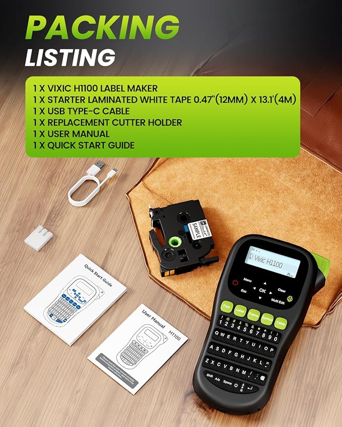 Label Maker Machine, H1100 Label Makers with Backlit Screen, Portable Label Maker Waterproof-Labels Handheld Labeler with Keyboard, Industrial Labeling Machine for Cable Wire Network