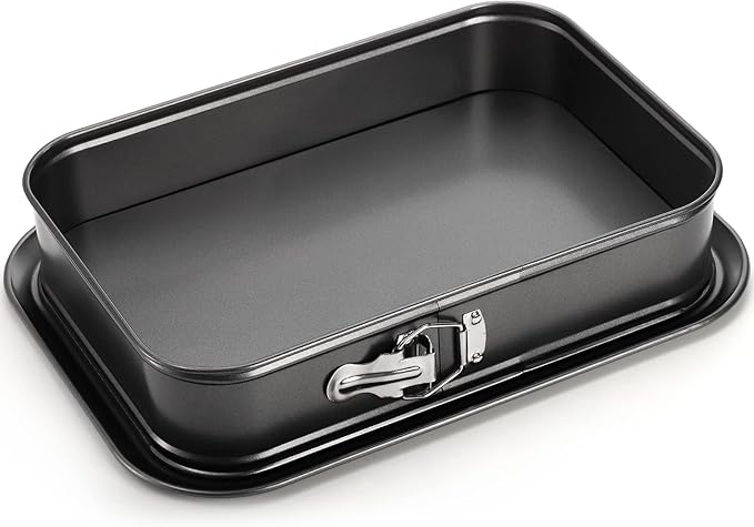 SOUJOY Springform Cake Pan, Non-stick Cheesecake Pan, 14 x 9 Inch Large Rectangle Cake Pan with Removable Bottom, Ice Cream Cake Bakeware, Black