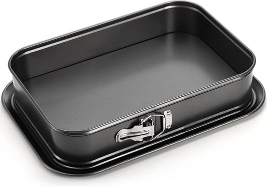 SOUJOY Springform Cake Pan, Non-stick Cheesecake Pan, 14 x 9 Inch Large Rectangle Cake Pan with Removable Bottom, Ice Cream Cake Bakeware, Black
