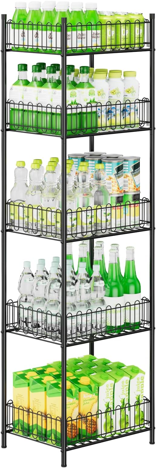 OYEAL Soda Can Organizer for Pantry 5 Tier Water Bottle Organizer Holder for Tumbler Travel Mug Cup, Freestanding Can Storage Organizer for Pantry Kitchen Living Room Organization