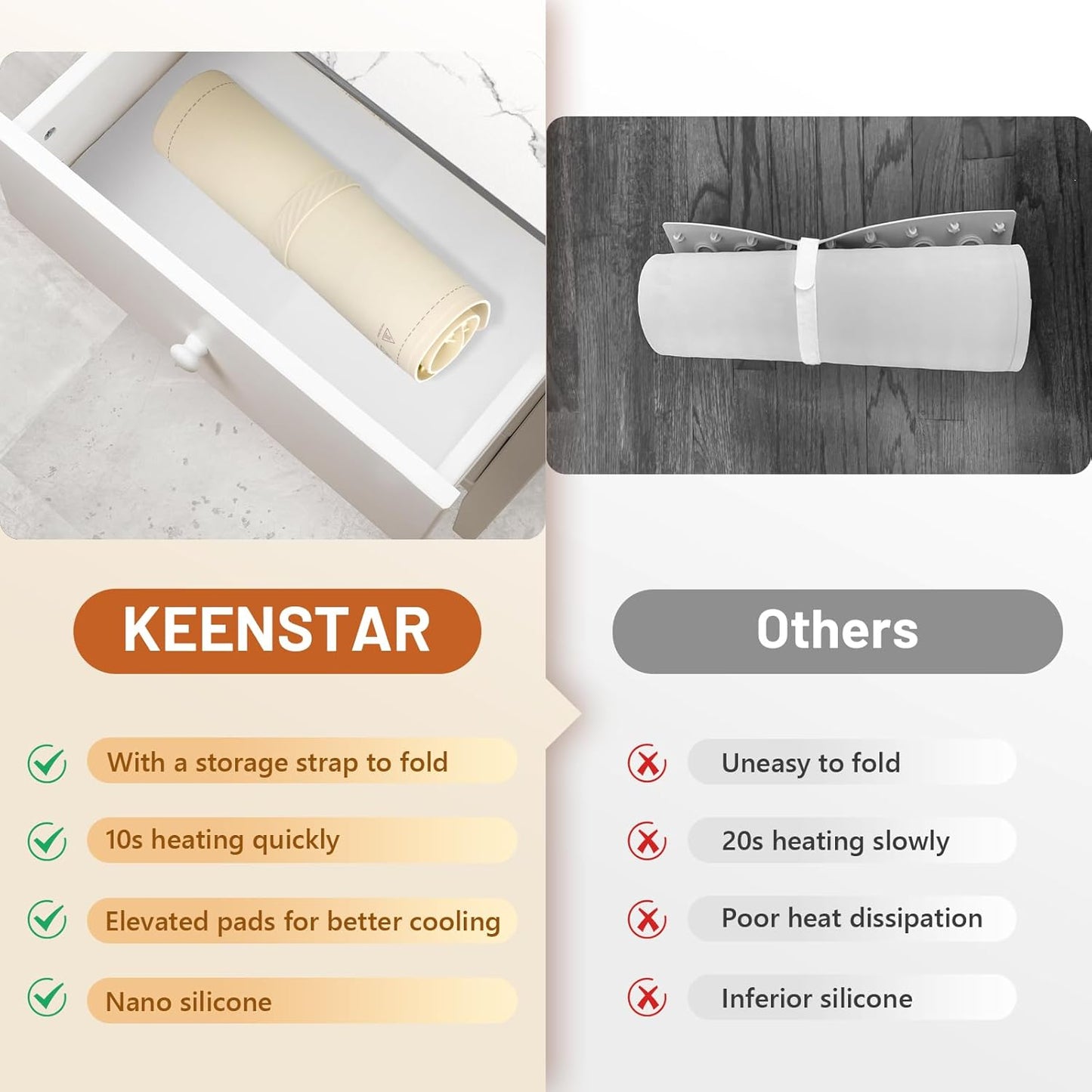 Warming Tray with Full Surface Heating, Foldable & Portable Food Warmer, 3 Temperature Settings & Child Lock, Premium Silicone Warmer Mat for Parties, Family Gatherings, Holidays, Daily Use