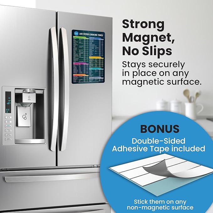 Air Fryer Magnetic Cheat Sheet Set - Air Fryer Accessories Cookbook - Pressure Cooker Magnet Sheet As Seen on The Today Show - Quick Reference Guide for Cooking and Frying (Black Bundle)