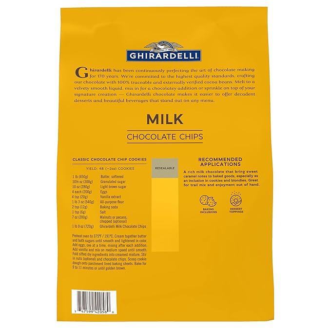 Ghirardelli Chocolate Company Milk Chocolate Chips 800 per lb., 5lb (Pack of 2)