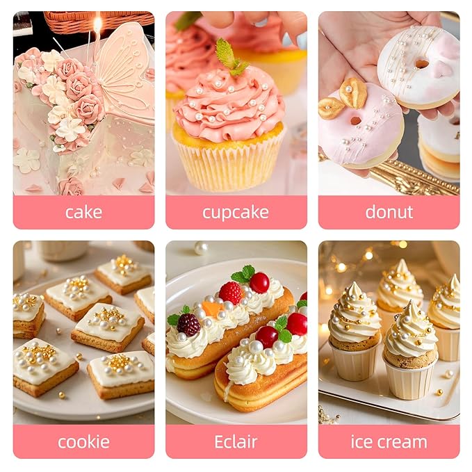 Edible White Pearl Sprinkles for Cake Decorating,Edible Pearl Sugar Mix Size 130g/4.58oz,Baking Candy Decorations,Cupcake Toppers,Cookie Donuts Ice Cream Dessert Decorating,Wedding Birthday Party Valentines Christmas Supplies