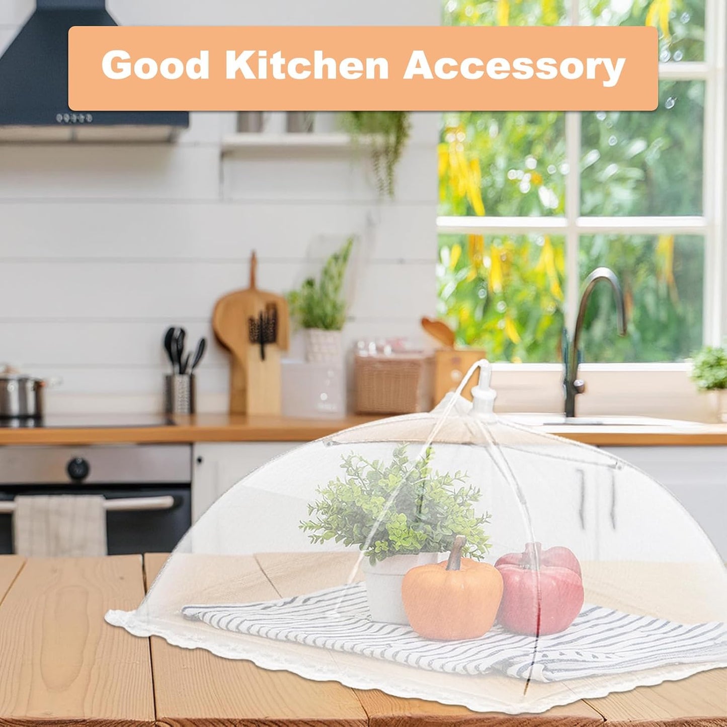 uxcell 3 Pcs Large and Tall Food Covers 17" Mesh Food Covers for Outdoors Collapsible Food Protector Covers Tent for Parties Outdoor Picnics BBQs, Rose