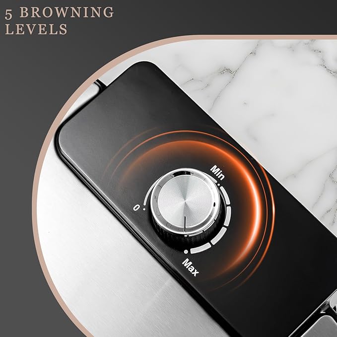 Double Waffle Maker 6 Inch, 1200W Belgian Waffle Maker for Breakfast and Snacks, Makes 2 Personalized Individual Keto Chaffles, Waffle Iron with Nonstick Plates, Temperature Knob, Black