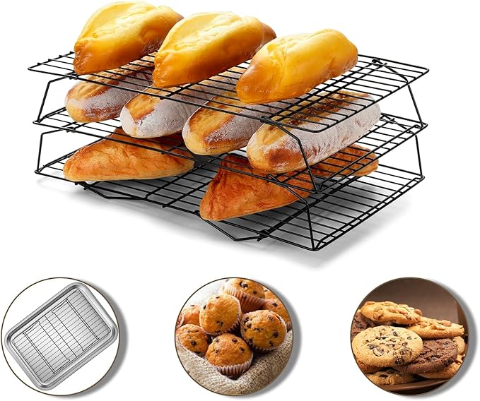 Cooling Racks - 3P Stackable Tall Baking Racks, 10 * 16 Inch Stainless Steel Wire Rack for Baking Sheet, Cooling Racks for Cooking and Baking, Oven and Dishwasher Safe