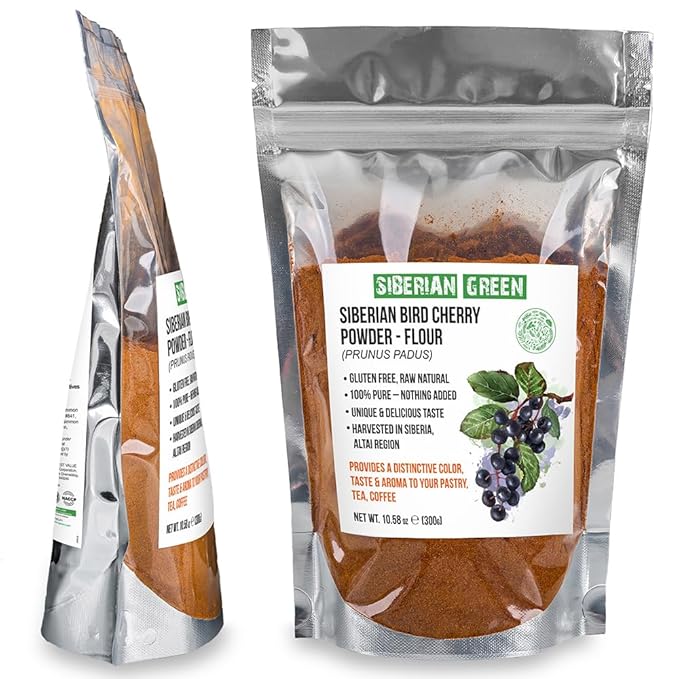 Authentic Siberian Bird Cherry Powder (Flour), Gluten free, Raw Natural 300gr/10.58oz Altai Region Wild Harvested